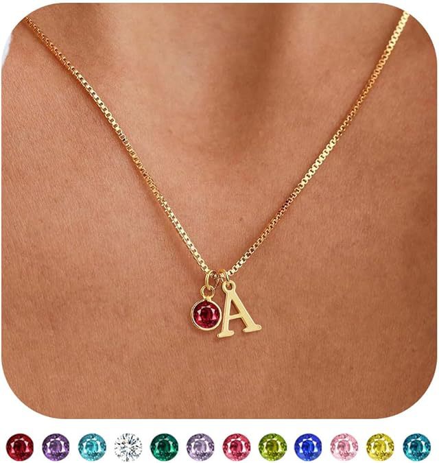 Letter Birthstone Necklace