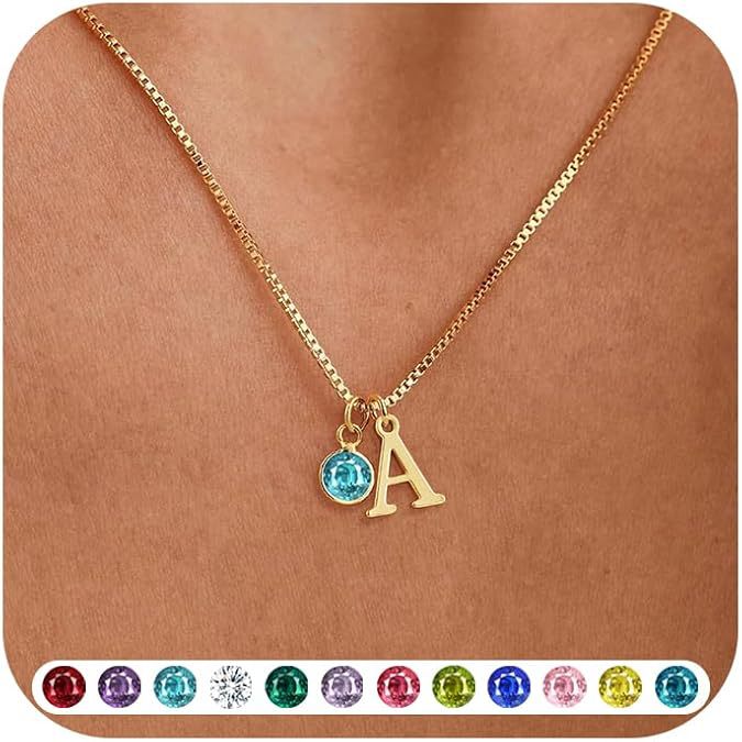 Letter Birthstone Necklace