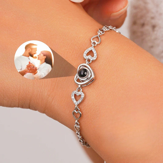 Customizable Heart Projection Zircon Bracelet