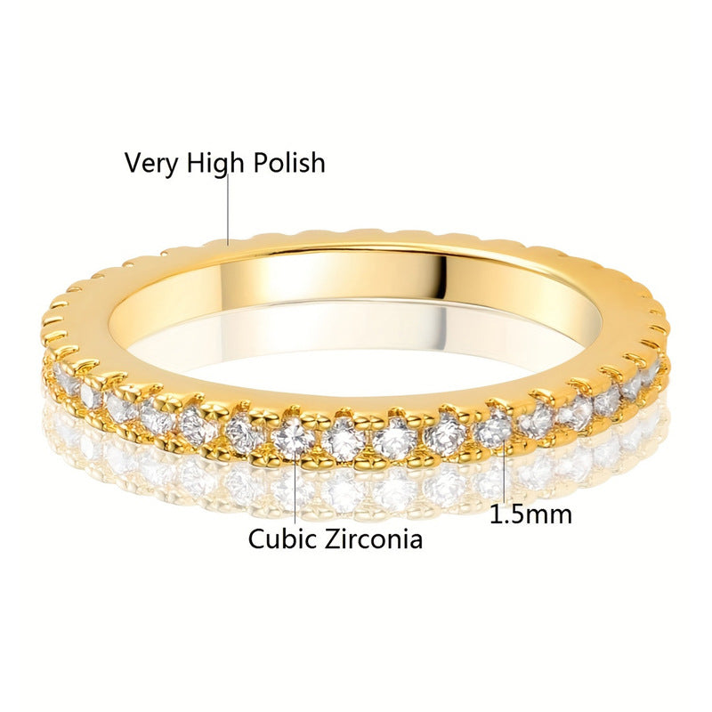 Zircon Geometric Ring with Full Diamond Design