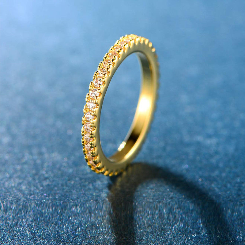 Zircon Geometric Ring with Full Diamond Design