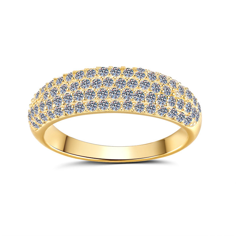 Starry Moissanite Silver Ring with 18K Gold Plating