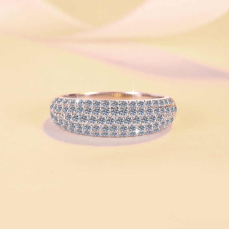 Starry Moissanite Silver Ring with 18K Gold Plating