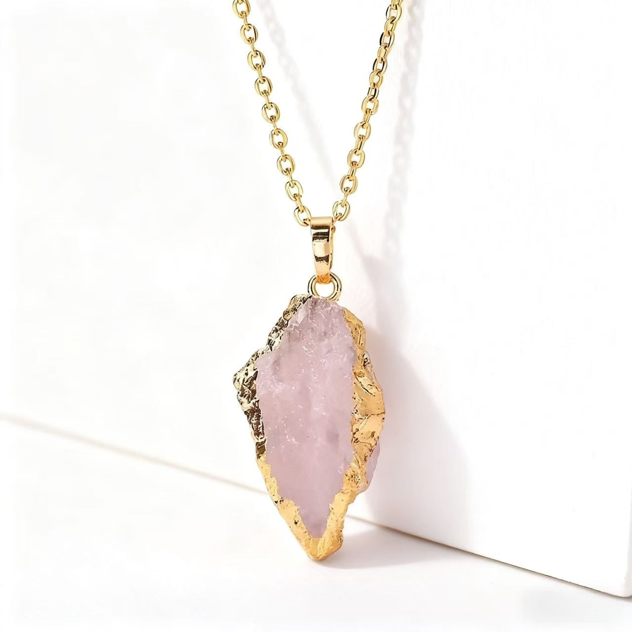 Natural Crystal Electroplated Gold Pendant