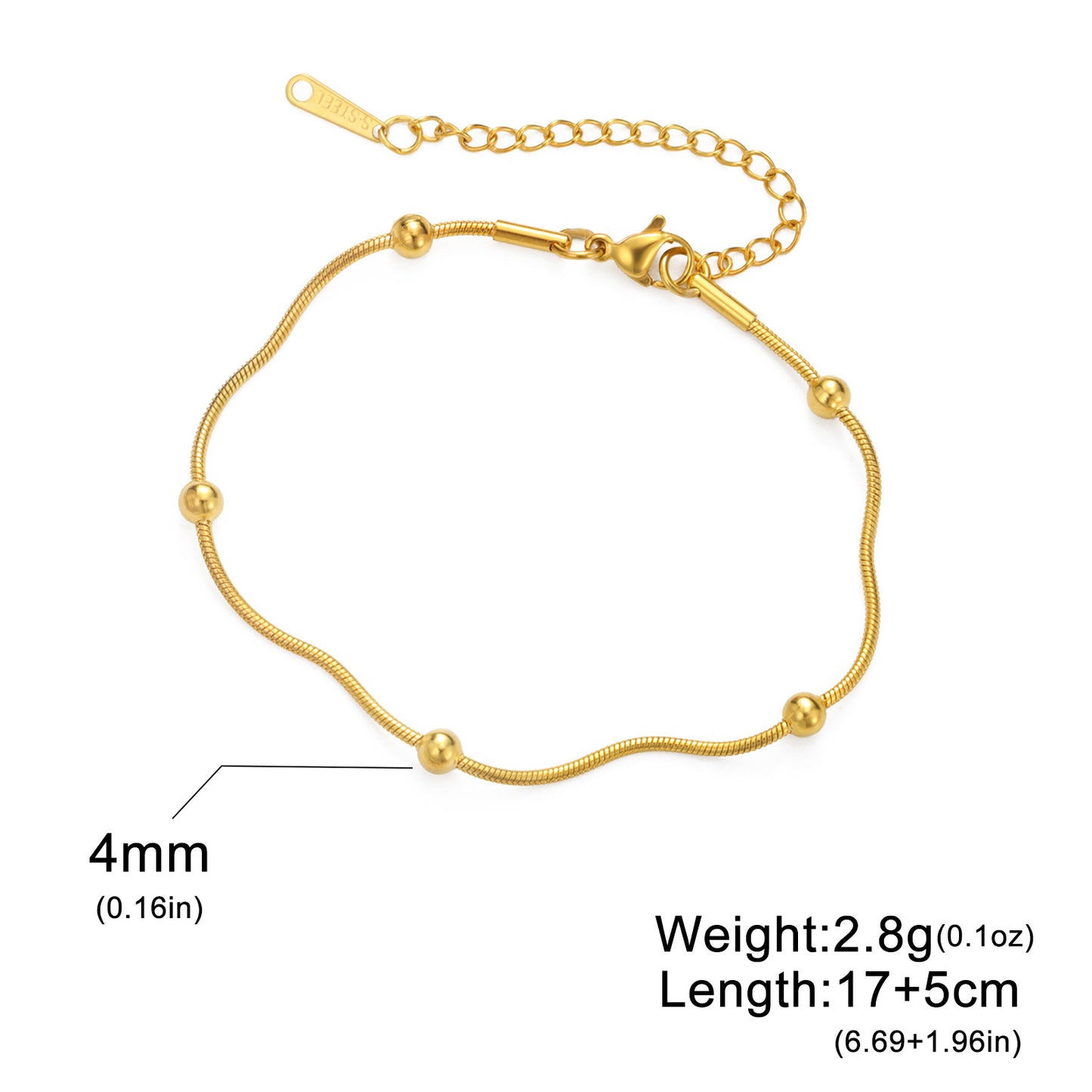 Stainless steel gold bracelet