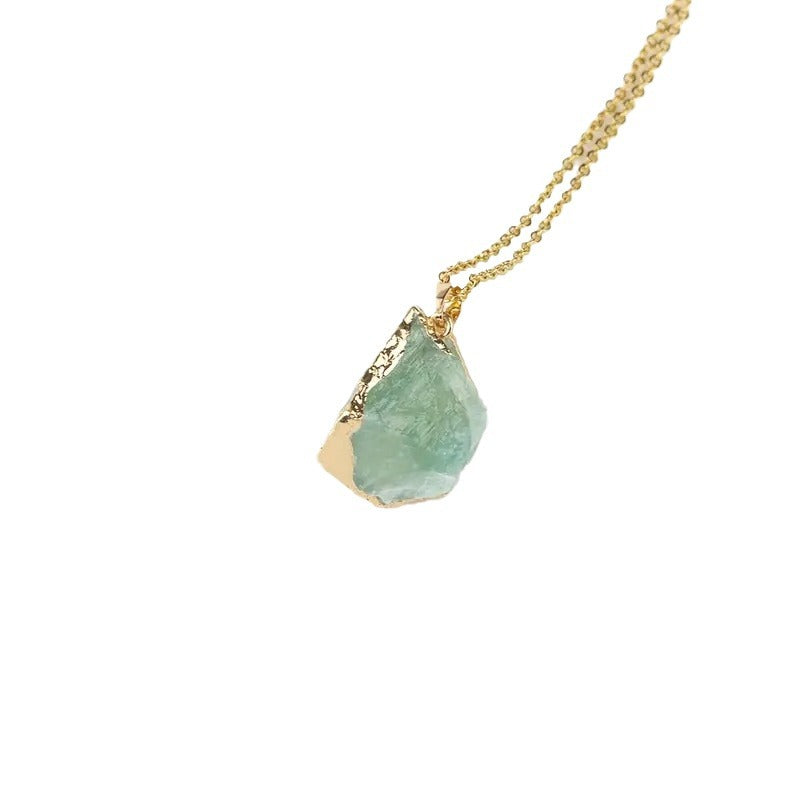 Natural Crystal Electroplated Gold Pendant