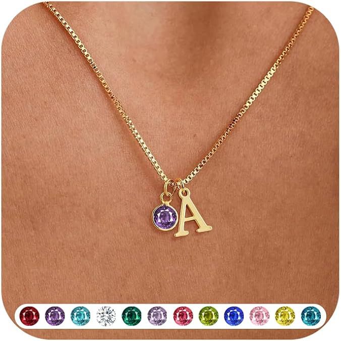 Letter Birthstone Necklace