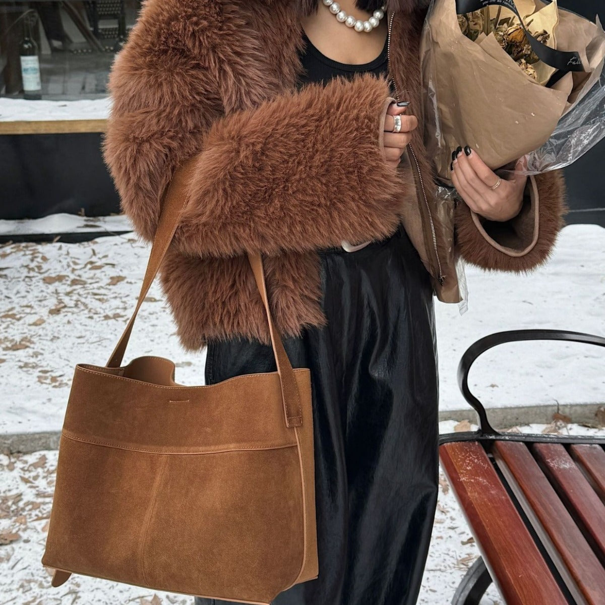 Nubuck Leather Tote Bag for Women