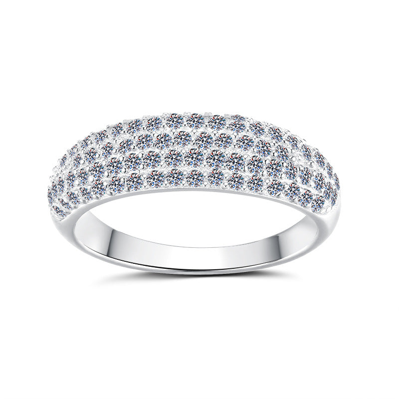 Starry Moissanite Silver Ring with 18K Gold Plating