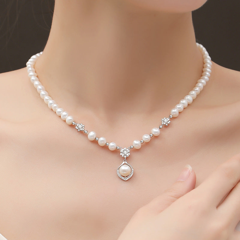 Natural Freshwater Pearl Sterling Silver Necklace