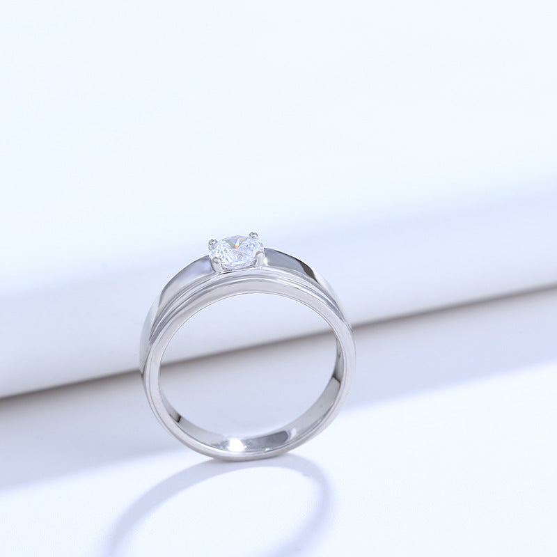 Xuping Jewelry White Gold Wedding Ring Artificial Gemstone Ring Simple Four Claw Wedding Ring for Women