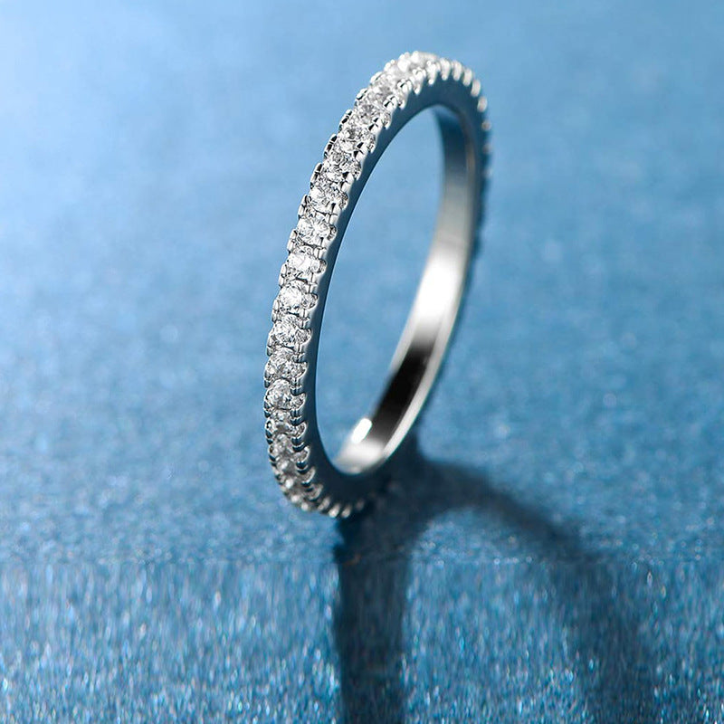 Zircon Geometric Ring with Full Diamond Design