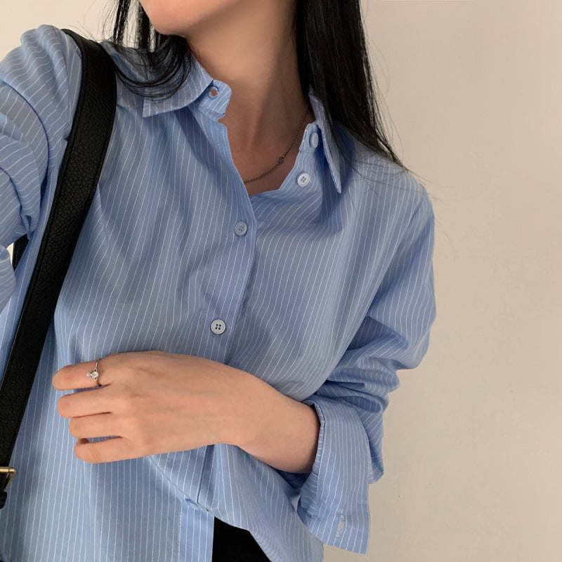 Polo collar striped shirt