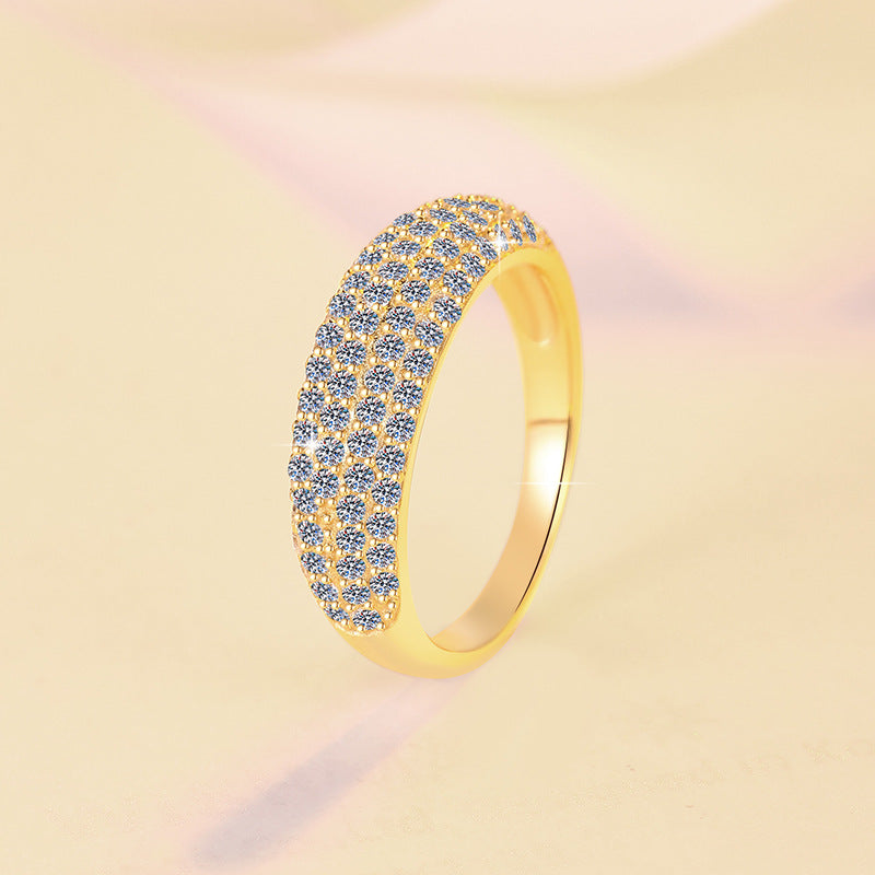 Starry Moissanite Silver Ring with 18K Gold Plating