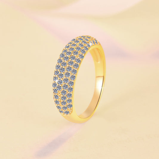 Starry Moissanite Silver Ring with 18K Gold Plating