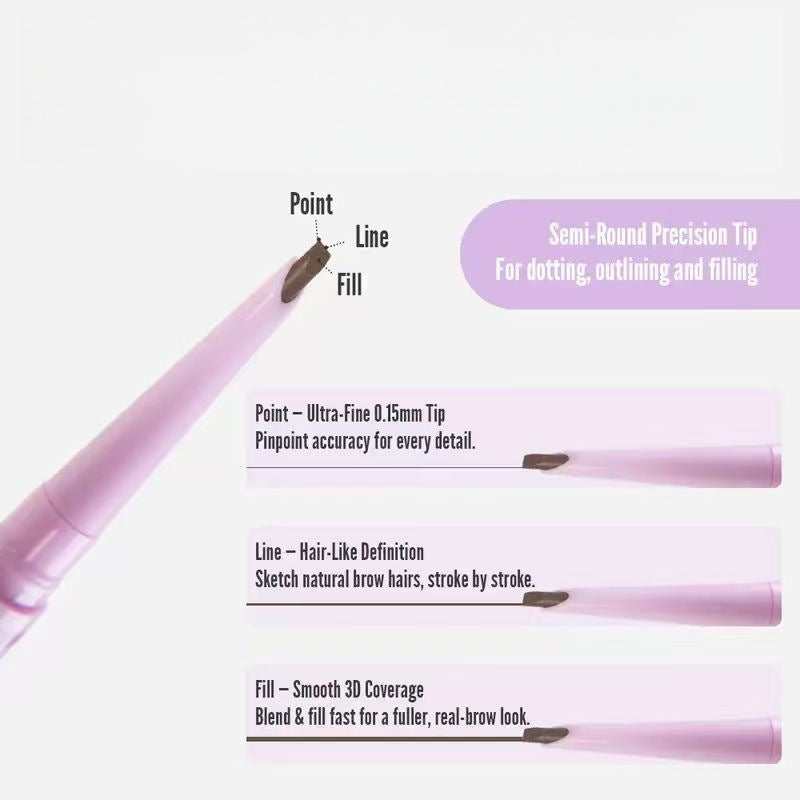 Waterproof and sweatproof eyebrow pencil that defines individual eyebrow hairs