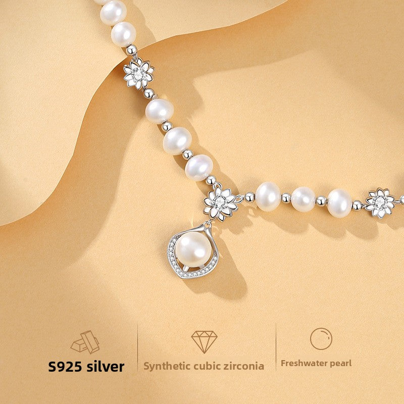 Natural Freshwater Pearl Sterling Silver Necklace