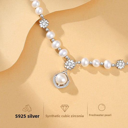 Natural Freshwater Pearl Sterling Silver Necklace
