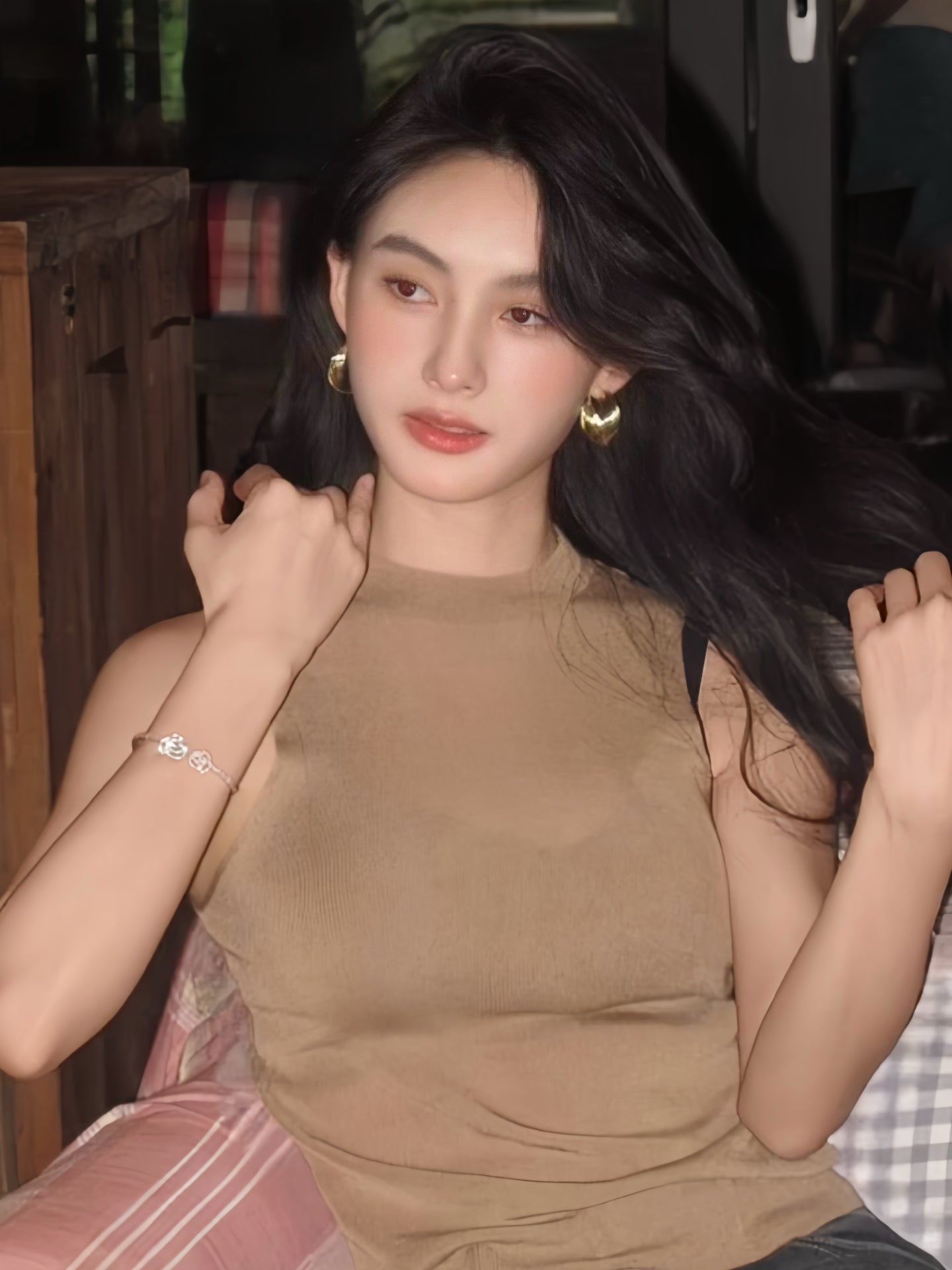 Retro Gold Plated Large Hoop Earrings