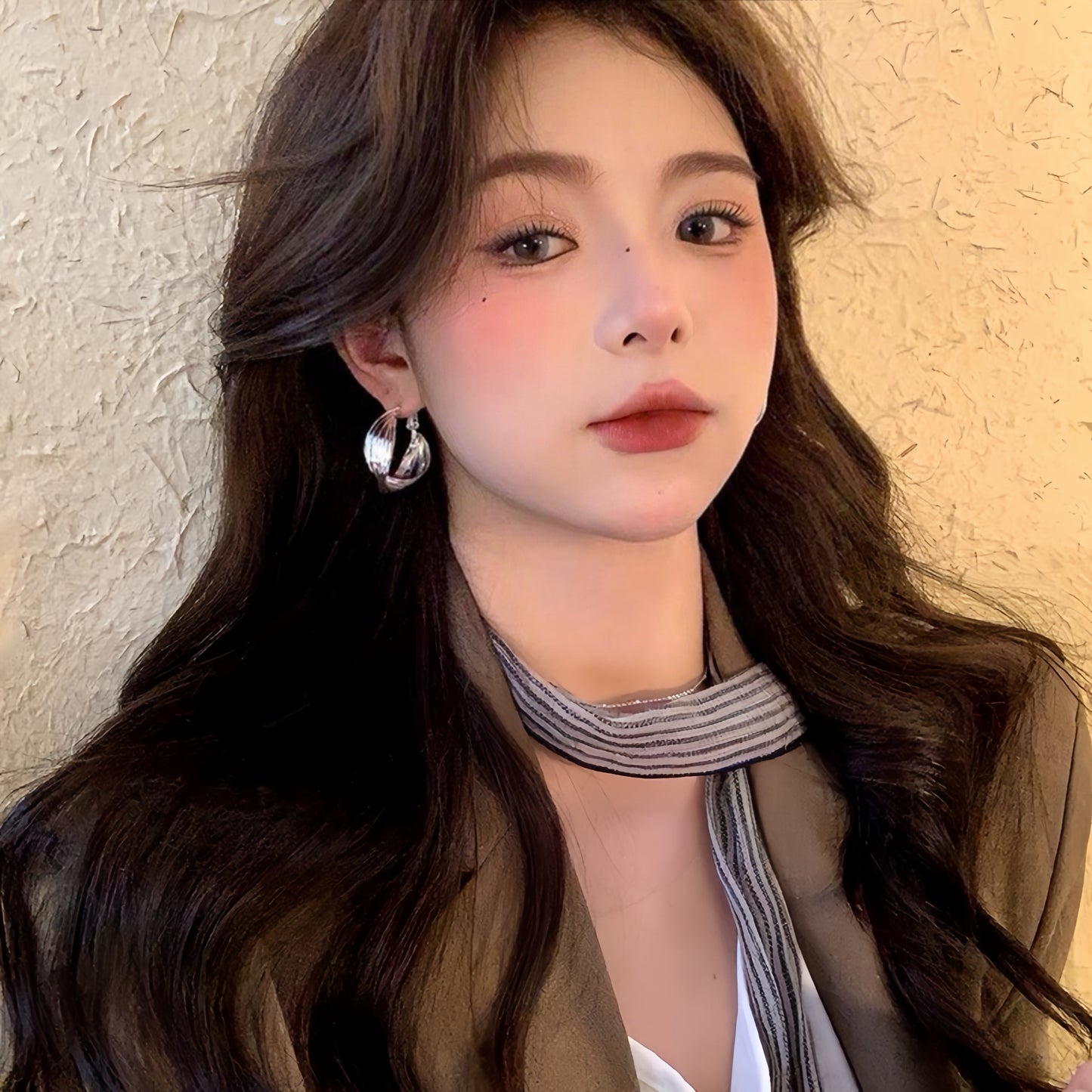 Retro Gold Plated Large Hoop Earrings